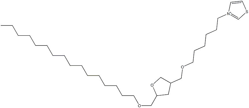 3-[6-[[Tetrahydro-5-hexadecyloxymethylfuran]-3-ylmethoxy]hexyl]thiazolium Struktur