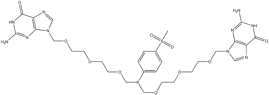 9,9'-[4-Methylsulfonylphenylphosphinylidenebis(oxy)bis(ethylene)bis(oxy)bis(methylene)]bis[2-amino-9H-purin-6(1H)-one] Struktur