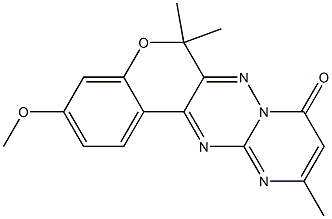 3-Methoxy-6,6,10-trimethyl-6H,8H-7,7a,11,12-tetraaza-5-oxabenzo[a]anthracen-8-one Struktur