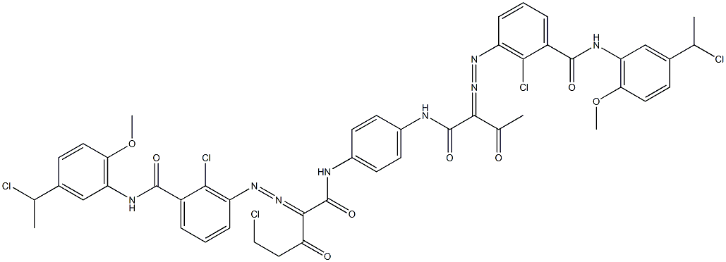 3,3'-[2-(Chloromethyl)-1,4-phenylenebis[iminocarbonyl(acetylmethylene)azo]]bis[N-[3-(1-chloroethyl)-6-methoxyphenyl]-2-chlorobenzamide] Struktur