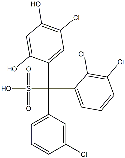 (3-Chlorophenyl)(2,3-dichlorophenyl)(5-chloro-2,4-dihydroxyphenyl)methanesulfonic acid Struktur