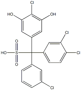 (3-Chlorophenyl)(3,4-dichlorophenyl)(4-chloro-3,5-dihydroxyphenyl)methanesulfonic acid Struktur