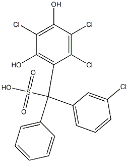 (3-Chlorophenyl)(2,3,5-trichloro-4,6-dihydroxyphenyl)phenylmethanesulfonic acid Struktur