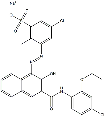 3-Chloro-6-methyl-5-[[3-[[(4-chloro-2-ethoxyphenyl)amino]carbonyl]-2-hydroxy-1-naphtyl]azo]benzenesulfonic acid sodium salt Struktur