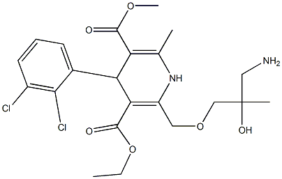 2-[(3-Amino-2-hydroxy-2-methylpropyloxy)methyl]-4-(2,3-dichlorophenyl)-1,4-dihydro-6-methylpyridine-3,5-dicarboxylic acid 3-ethyl 5-methyl ester Struktur