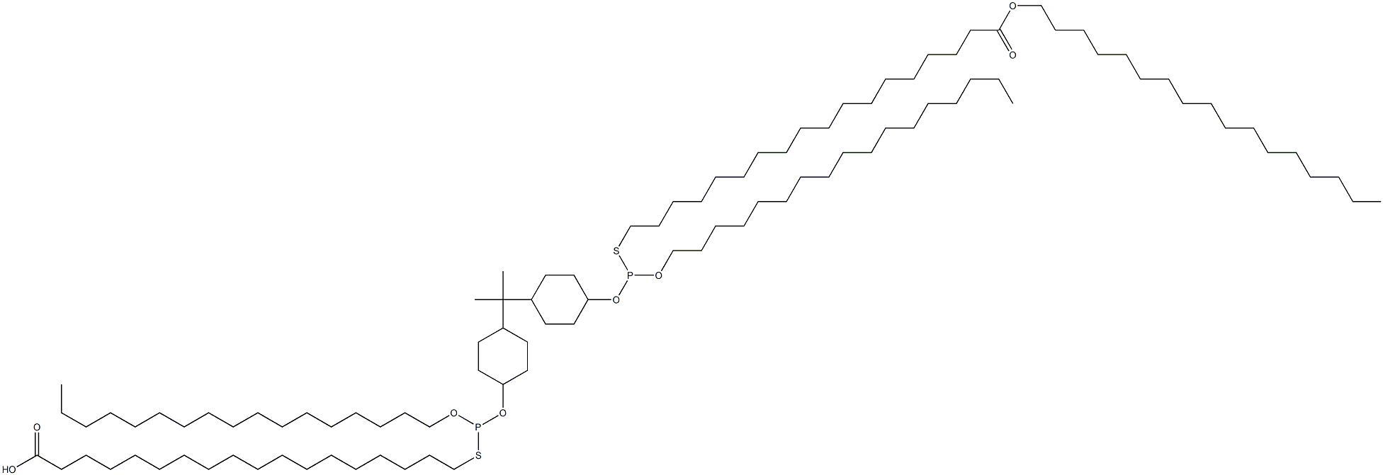 18,18'-[[Isopropylidenebis(4,1-cyclohexanediyloxy)]bis[(heptadecyloxy)phosphinediylthio]]bis(octadecanoic acid heptadecyl) ester Struktur