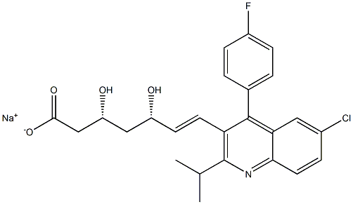 (3R,5S,6E)-3,5-Dihydroxy-7-[6-chloro-4-(4-fluorophenyl)-2-isopropyl-3-quinolinyl]-6-heptenoic acid sodium salt Struktur