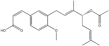 3-[(2E,4R)-3,7-Dimethyl-4-acetoxy-2,6-octadien-1-yl]-4-methoxy-cis-cinnamic acid Struktur