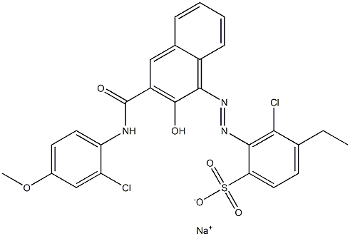 3-Chloro-4-ethyl-2-[[3-[[(2-chloro-4-methoxyphenyl)amino]carbonyl]-2-hydroxy-1-naphtyl]azo]benzenesulfonic acid sodium salt Struktur