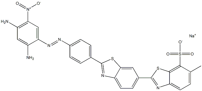 2-[2-[4-[(2,4-Diamino-5-nitrophenyl)azo]phenyl]-6-benzothiazolyl]-6-methylbenzothiazole-7-sulfonic acid sodium salt Struktur