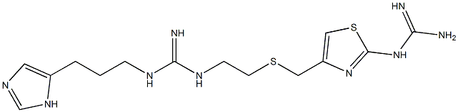 1-[2-[2-(Aminoiminomethylamino)-4-thiazolylmethylthio]ethyl]-3-[3-(1H-imidazol-5-yl)propyl]guanidine Struktur