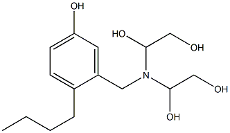 3-[Bis(1,2-dihydroxyethyl)aminomethyl]-4-butylphenol Struktur