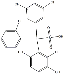 (2-Chlorophenyl)(3,5-dichlorophenyl)(6-chloro-2,5-dihydroxyphenyl)methanesulfonic acid Struktur