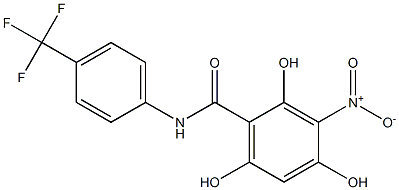 2,4,6-Trihydroxy-3-nitro-N-(4-(trifluoromethyl)phenyl)benzamide Struktur