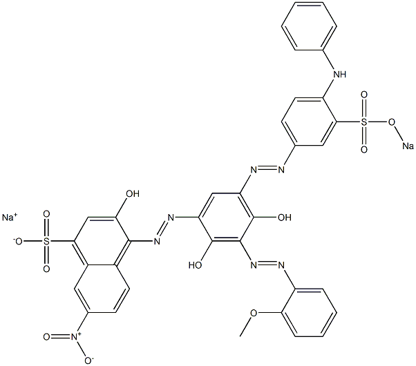 1-[5-[4-Anilino-3-(sodiooxysulfonyl)phenylazo]-2,4-dihydroxy-3-(2-methoxyphenylazo)phenylazo]-2-hydroxy-6-nitro-4-naphthalenesulfonic acid sodium salt Struktur