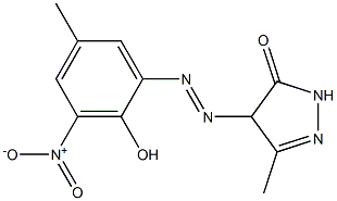 4-(2-Hydroxy-5-methyl-3-nitrophenylazo)-3-methyl-2-pyrazolin-5-one Struktur