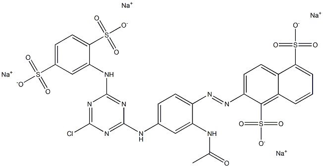 2-[2-Acetylamino-4-[4-chloro-6-(2,5-disulfoanilino)-1,3,5-triazin-2-ylamino]phenylazo]-1,5-naphthalenedisulfonic acid tetrasodium salt Struktur