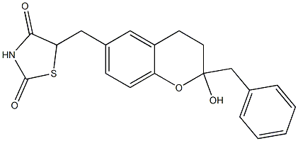 5-[[(3,4-Dihydro-2-hydroxy-2-phenylmethyl-2H-1-benzopyran)-6-yl]methyl]thiazolidine-2,4-dione Struktur