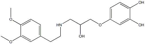 4-[2-Hydroxy-3-(3,4-dimethoxyphenethylamino)propoxy]pyrocatechol Struktur