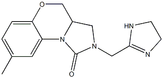 8-Methyl-2,3,3a,4-tetrahydro-2-[(1-imidazolin-2-yl)methyl]-1H-imidazo[5,1-c][1,4]benzoxazin-1-one Struktur