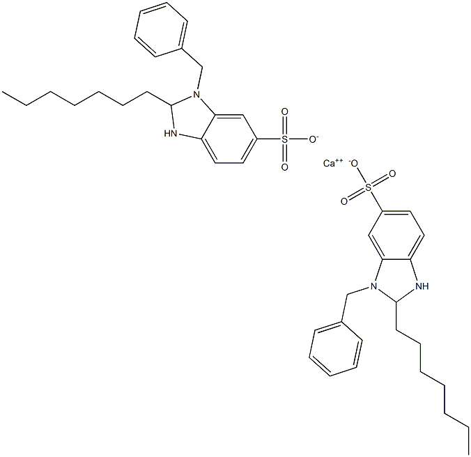 Bis(1-benzyl-2-heptyl-2,3-dihydro-1H-benzimidazole-6-sulfonic acid)calcium salt Struktur