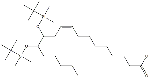 (Z)-12,13-Bis[(tert-butyldimethylsilyl)oxy]-9-octadecenoic acid methyl ester Struktur