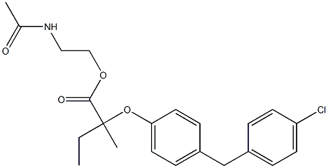 2-[4-(4-Chlorobenzyl)phenoxy]-2-methylbutyric acid 2-acetylaminoethyl ester Struktur