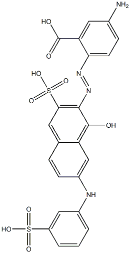 5-Amino-2-[1-hydroxy-7-(m-sulfoanilino)-3-sulfo-2-naphtylazo]benzoic acid Struktur