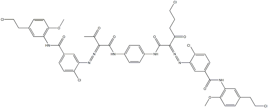 3,3'-[2-(2-Chloroethyl)-1,4-phenylenebis[iminocarbonyl(acetylmethylene)azo]]bis[N-[3-(2-chloroethyl)-6-methoxyphenyl]-4-chlorobenzamide] Struktur