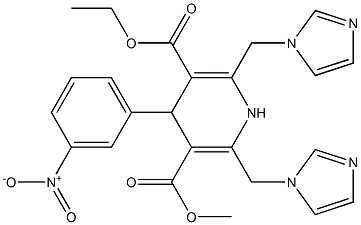 2,6-Bis(1H-imidazol-1-ylmethyl)-4-(3-nitrophenyl)-1,4-dihydropyridine-3,5-dicarboxylic acid 3-methyl 5-ethyl ester Struktur