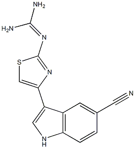 2-[[Amino(amino)methylene]amino]-4-(5-cyano-1H-indol-3-yl)thiazole Struktur