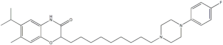 2-[9-[4-(4-Fluorophenyl)piperazin-1-yl]nonyl]-6-isopropyl-7-methyl-2H-1,4-benzoxazin-3(4H)-one Struktur