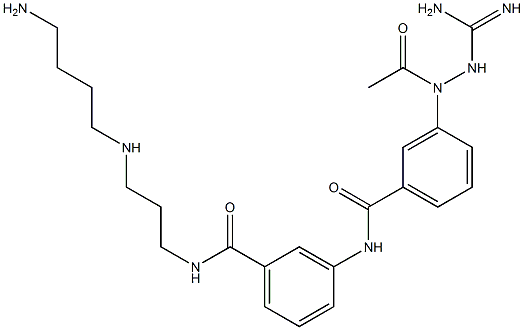 3-[[3-[(Amidinoamino)acetylamino]benzoyl]amino]-N-[3-[(4-aminobutyl)amino]propyl]benzamide Struktur