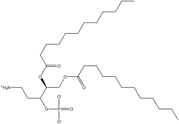 Phosphoric acid (2-ammonioethyl)[(S)-2,3-di(dodecanoyloxy)propyl] ester Struktur