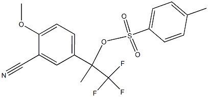 4-Methylbenzenesulfonic acid 1-(trifluoromethyl)-1-(3-cyano-4-methoxyphenyl)ethyl ester Struktur