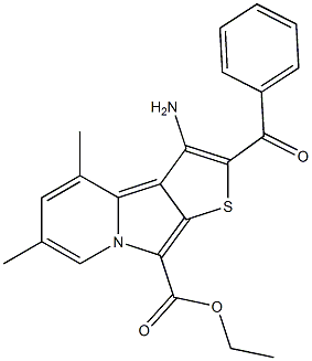 3-Amino-2-benzoyl-4,6-dimethylthieno[3,2-a]indolizine-9-carboxylic acid ethyl ester Struktur