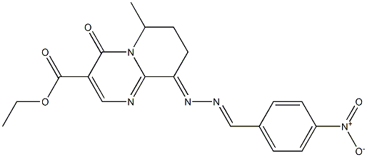 9-[2-(4-Nitrobenzylidene)hydrazono]-6-methyl-6,7,8,9-tetrahydro-4-oxo-4H-pyrido[1,2-a]pyrimidine-3-carboxylic acid ethyl ester Struktur