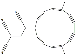 4,9-Dimethyl-13-(1,3,3-tricyano-2-propenylidene)cyclotrideca-1,3,9,11-tetrene-5,7-diyne Struktur