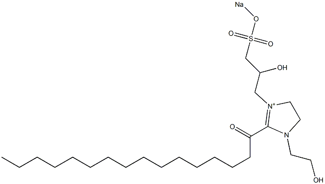 1-(2-Hydroxyethyl)-3-[2-hydroxy-3-(sodiooxysulfonyl)propyl]-2-palmitoyl-2-imidazoline-3-ium Struktur