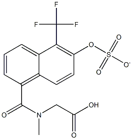 N-[[6-(Sulfonatooxy)-5-(trifluoromethyl)naphthalen-1-yl]carbonyl]-N-methylglycine Struktur