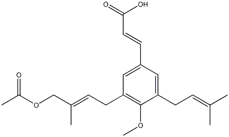 (E)-3-[3-(3-Methyl-2-butenyl)-4-methoxy-5-[(E)-4-acetoxy-3-methyl-2-butenyl]phenyl]acrylic acid Struktur