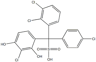 (4-Chlorophenyl)(2,3-dichlorophenyl)(3-chloro-2,4-dihydroxyphenyl)methanesulfonic acid Struktur