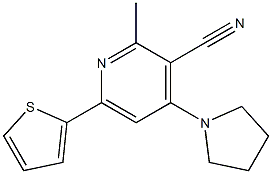 2-Methyl-4-(pyrrolidin-1-yl)-6-(2-thienyl)pyridine-3-carbonitrile Struktur