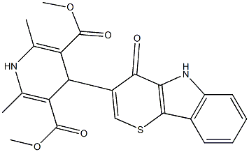 1,4-Dihydro-2,6-dimethyl-4-[(4,5-dihydro-4-oxothiopyrano[3,2-b]indol)-3-yl]pyridine-3,5-dicarboxylic acid dimethyl ester Struktur