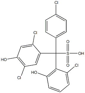 (4-Chlorophenyl)(2-chloro-6-hydroxyphenyl)(2,5-dichloro-4-hydroxyphenyl)methanesulfonic acid Struktur