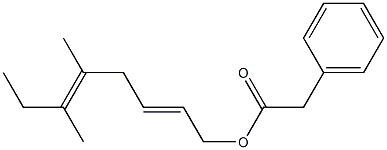 Phenylacetic acid 5,6-dimethyl-2,5-octadienyl ester Struktur