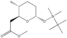 (2S,3R,6S)-3-Methyl-6-(tert-butyldimethylsilyloxy)tetrahydro-2H-pyran-2-acetic acid methyl ester Struktur