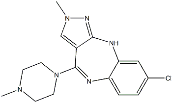 2-Methyl-4-(4-methylpiperazin-1-yl)-8-chloro-2,10-dihydropyrazolo[3,4-b][1,5]benzodiazepine Struktur