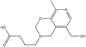 4-[[5-(Hydroxymethyl)-8-methyl-3,4-dihydro-2H-pyrido[4,3-e]-1,3-oxazin]-3-yl]butyric acid Struktur