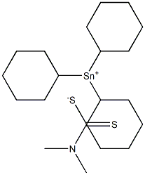 Dimethyldithiocarbamic acid tricyclohexyltin(IV) salt Struktur